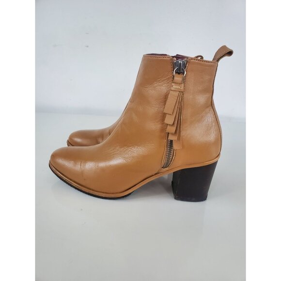 Opening Ceremony Leather Ankle Boots Caramel Brown Bootie Size 37.5 US 6.5 Shoes - Picture 15 of 15